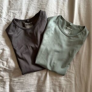 Gray and Green Workout Tops